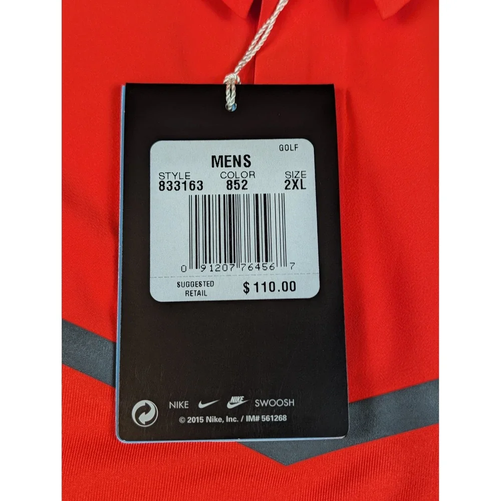 Nike Tiger Woods TW Velocity Max Polo Men's XXL Red Black Golf Shirt 833163-852